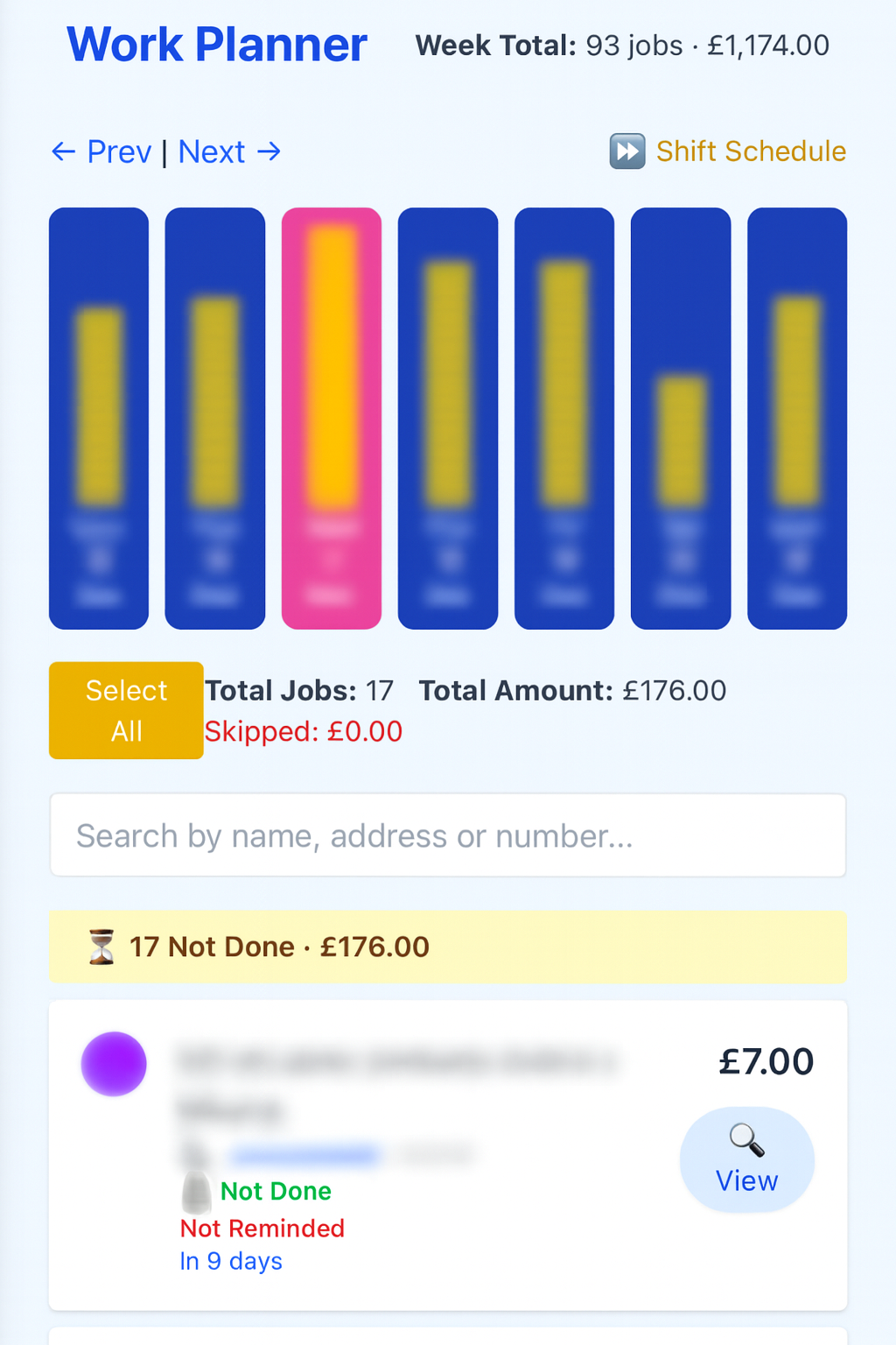 Plan My Route weekly planner screenshot